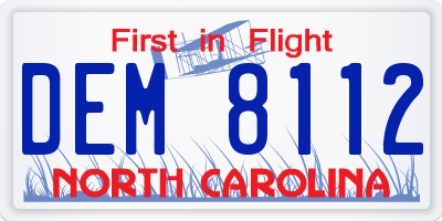 NC license plate DEM8112