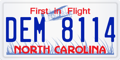 NC license plate DEM8114
