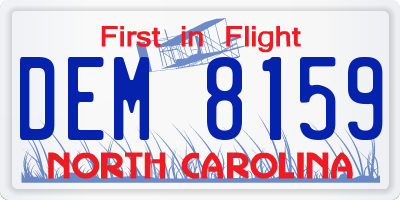 NC license plate DEM8159