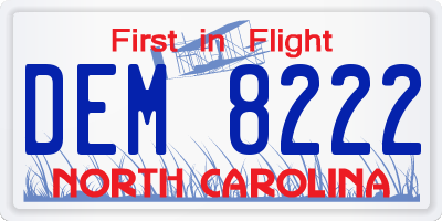 NC license plate DEM8222