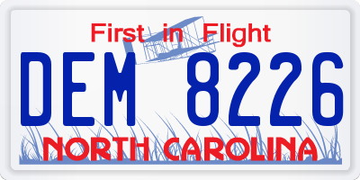 NC license plate DEM8226