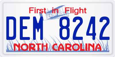 NC license plate DEM8242
