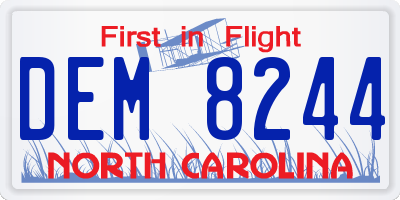 NC license plate DEM8244