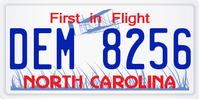 NC license plate DEM8256