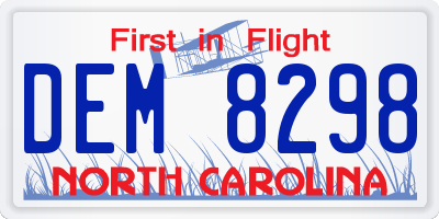 NC license plate DEM8298