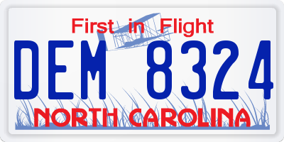 NC license plate DEM8324