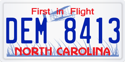 NC license plate DEM8413