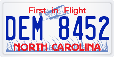 NC license plate DEM8452