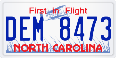NC license plate DEM8473