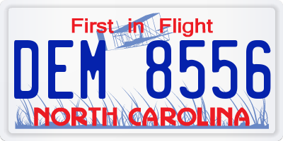 NC license plate DEM8556