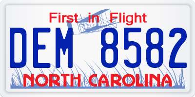 NC license plate DEM8582