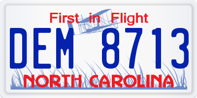 NC license plate DEM8713