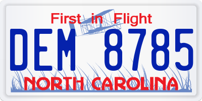 NC license plate DEM8785