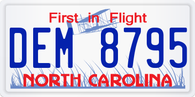NC license plate DEM8795