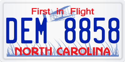 NC license plate DEM8858
