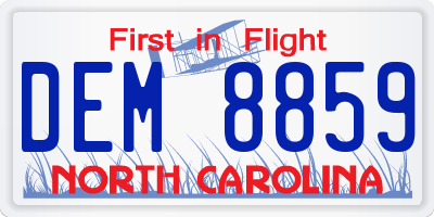 NC license plate DEM8859