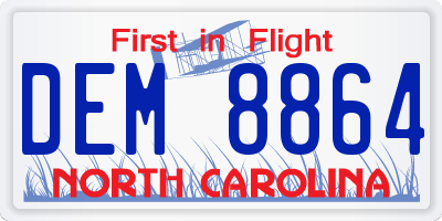 NC license plate DEM8864
