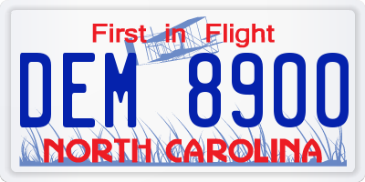 NC license plate DEM8900