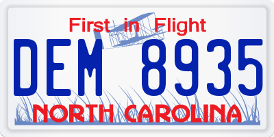 NC license plate DEM8935