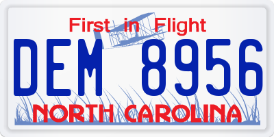 NC license plate DEM8956