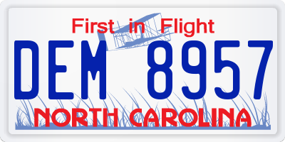 NC license plate DEM8957