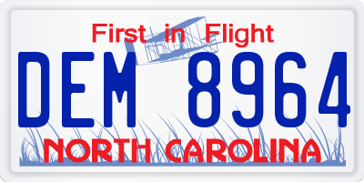 NC license plate DEM8964