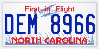 NC license plate DEM8966