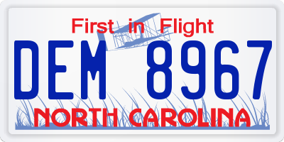 NC license plate DEM8967