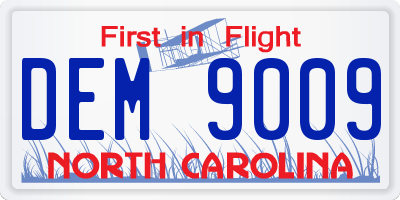 NC license plate DEM9009