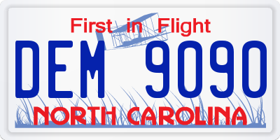 NC license plate DEM9090