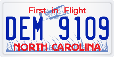 NC license plate DEM9109