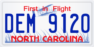 NC license plate DEM9120