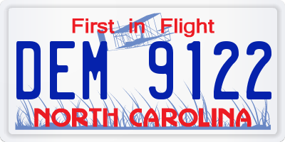 NC license plate DEM9122