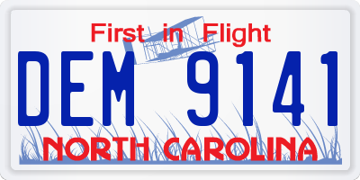 NC license plate DEM9141