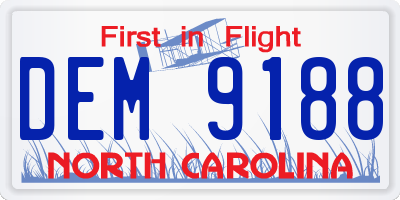 NC license plate DEM9188