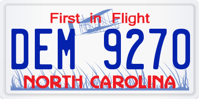 NC license plate DEM9270