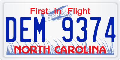 NC license plate DEM9374