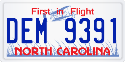 NC license plate DEM9391