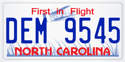 NC license plate DEM9545