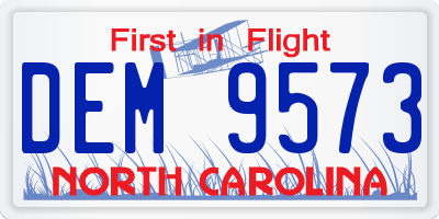 NC license plate DEM9573