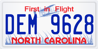 NC license plate DEM9628