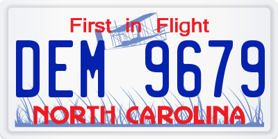 NC license plate DEM9679