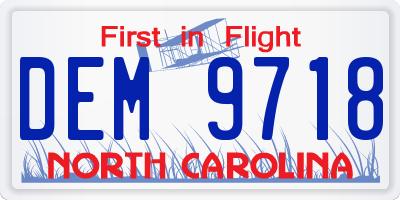 NC license plate DEM9718