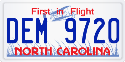 NC license plate DEM9720