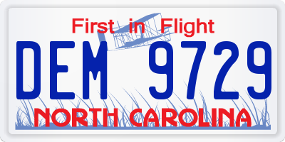 NC license plate DEM9729