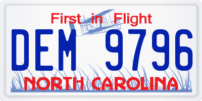 NC license plate DEM9796