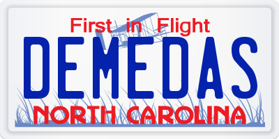 NC license plate DEMEDAS