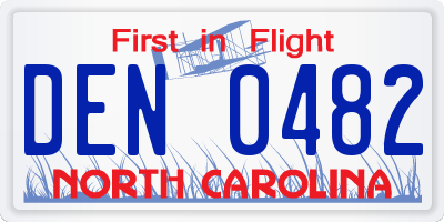 NC license plate DEN0482