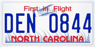 NC license plate DEN0844