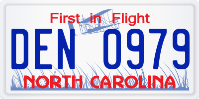 NC license plate DEN0979